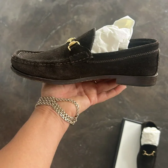 Gucci women’s Dark Brown Suede Loafers - Picture 2 of 12